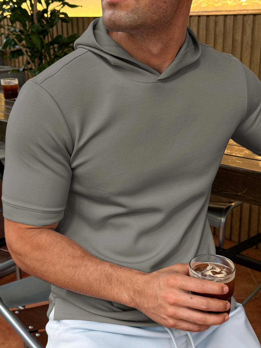 Modal Blend Short Sleeve Hoodie
