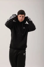 Men’s Contrast Stripe Hoodie & Jogger Two-Piece Tracksuit