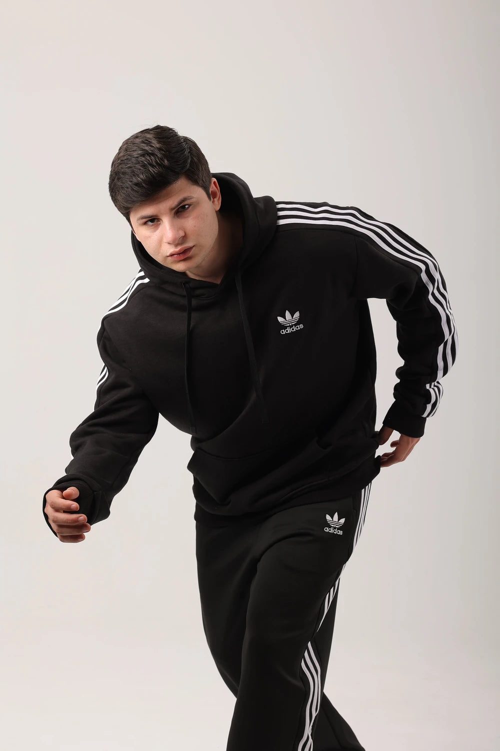Men’s Contrast Stripe Hoodie & Jogger Two-Piece Tracksuit
