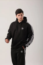 Men’s Contrast Stripe Hoodie & Jogger Two-Piece Tracksuit