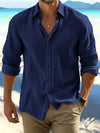 Mens Linen Blend Autumn Casual Shirt