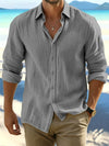 Mens Linen Blend Autumn Casual Shirt