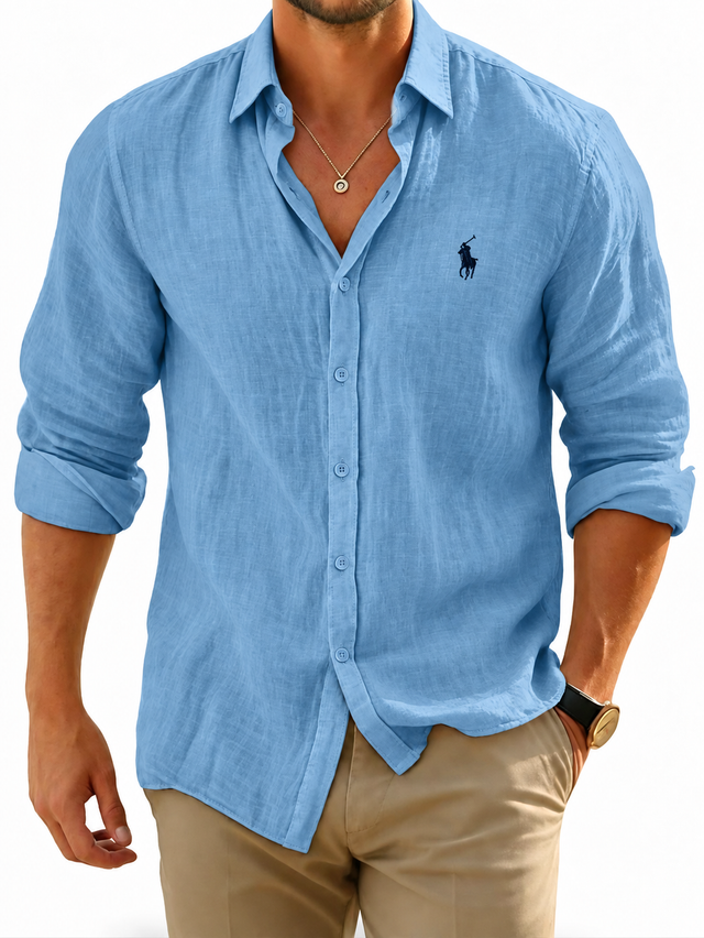 Mens Linen Blend Autumn Casual Shirt