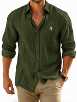 Mens Linen Blend Autumn Casual Shirt