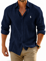 Mens Linen Blend Autumn Casual Shirt