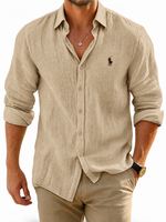 Mens Linen Blend Autumn Casual Shirt