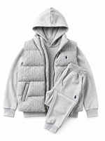 Men’s Heritage Cable-Knit Padded Vest 3-Piece Fleece Tracksuit Set