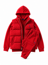 Men’s Heritage Cable-Knit Padded Vest 3-Piece Fleece Tracksuit Set