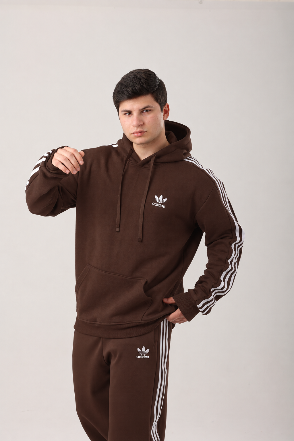 Men’s Contrast Stripe Hoodie & Jogger Two-Piece Tracksuit