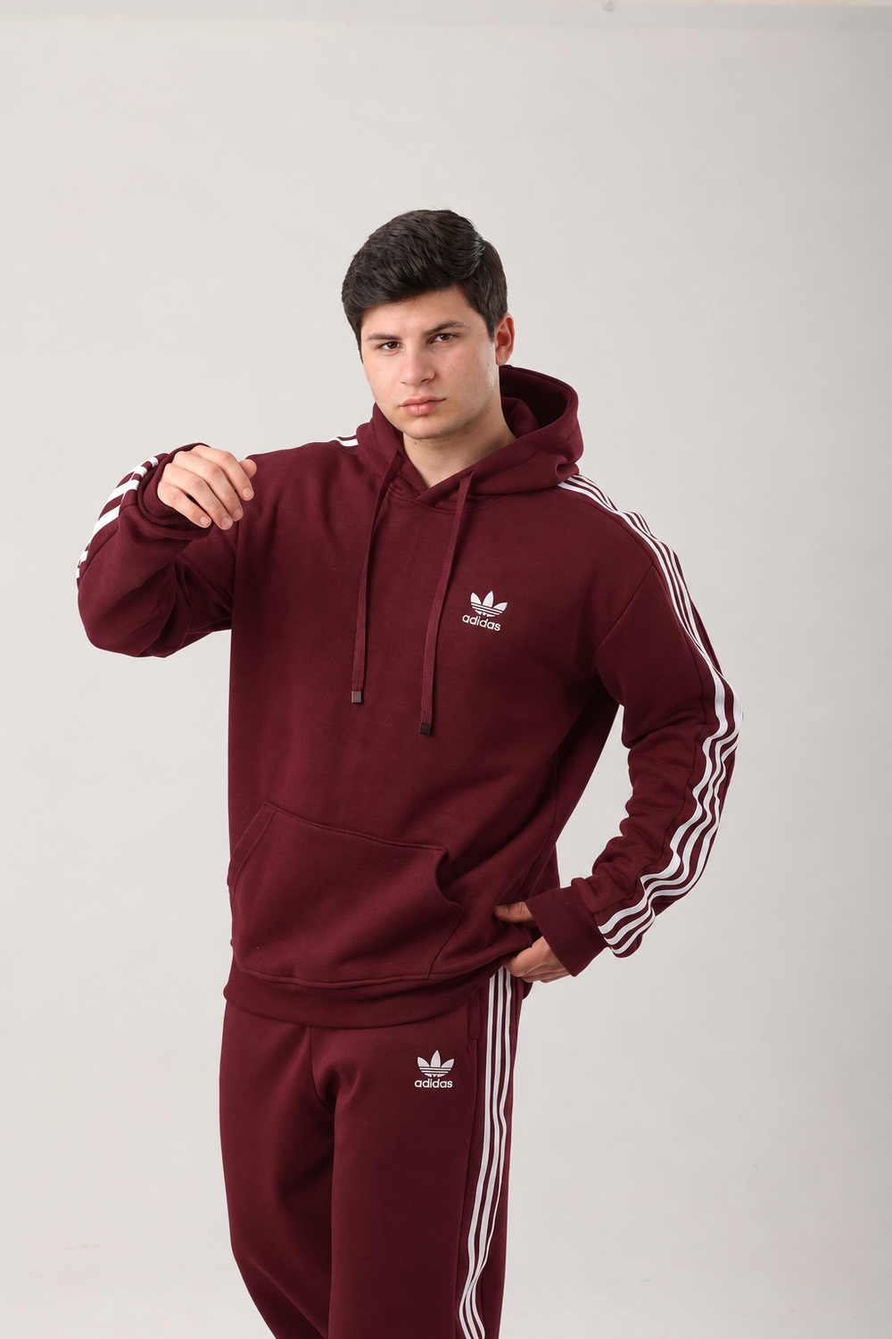 Men’s Contrast Stripe Hoodie & Jogger Two-Piece Tracksuit