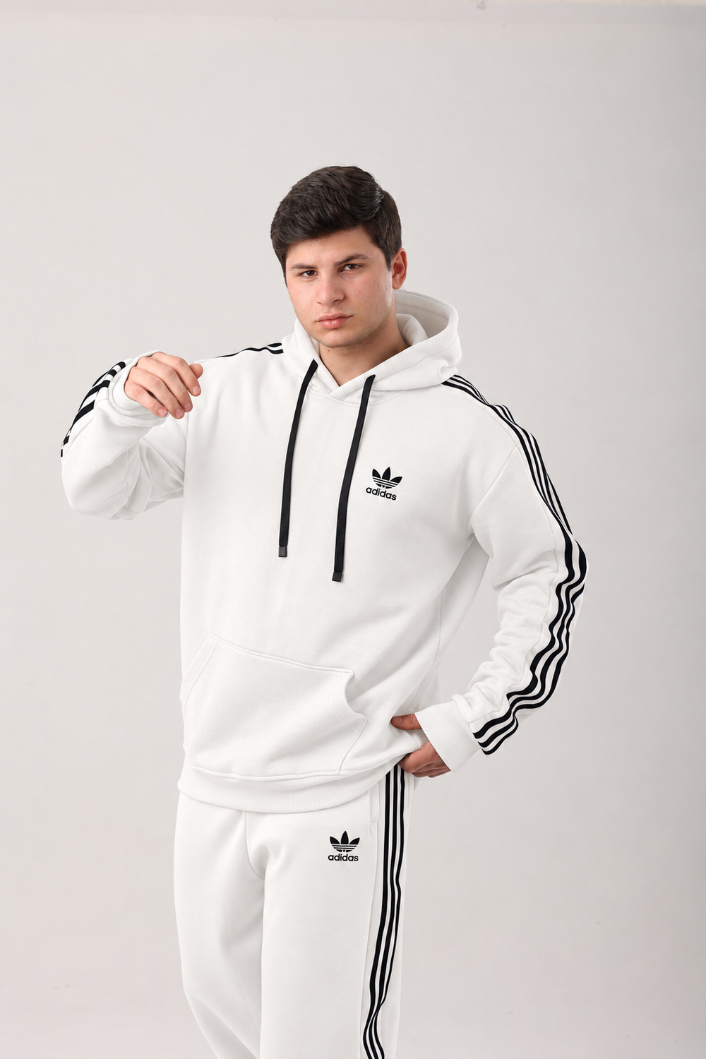Men’s Contrast Stripe Hoodie & Jogger Two-Piece Tracksuit