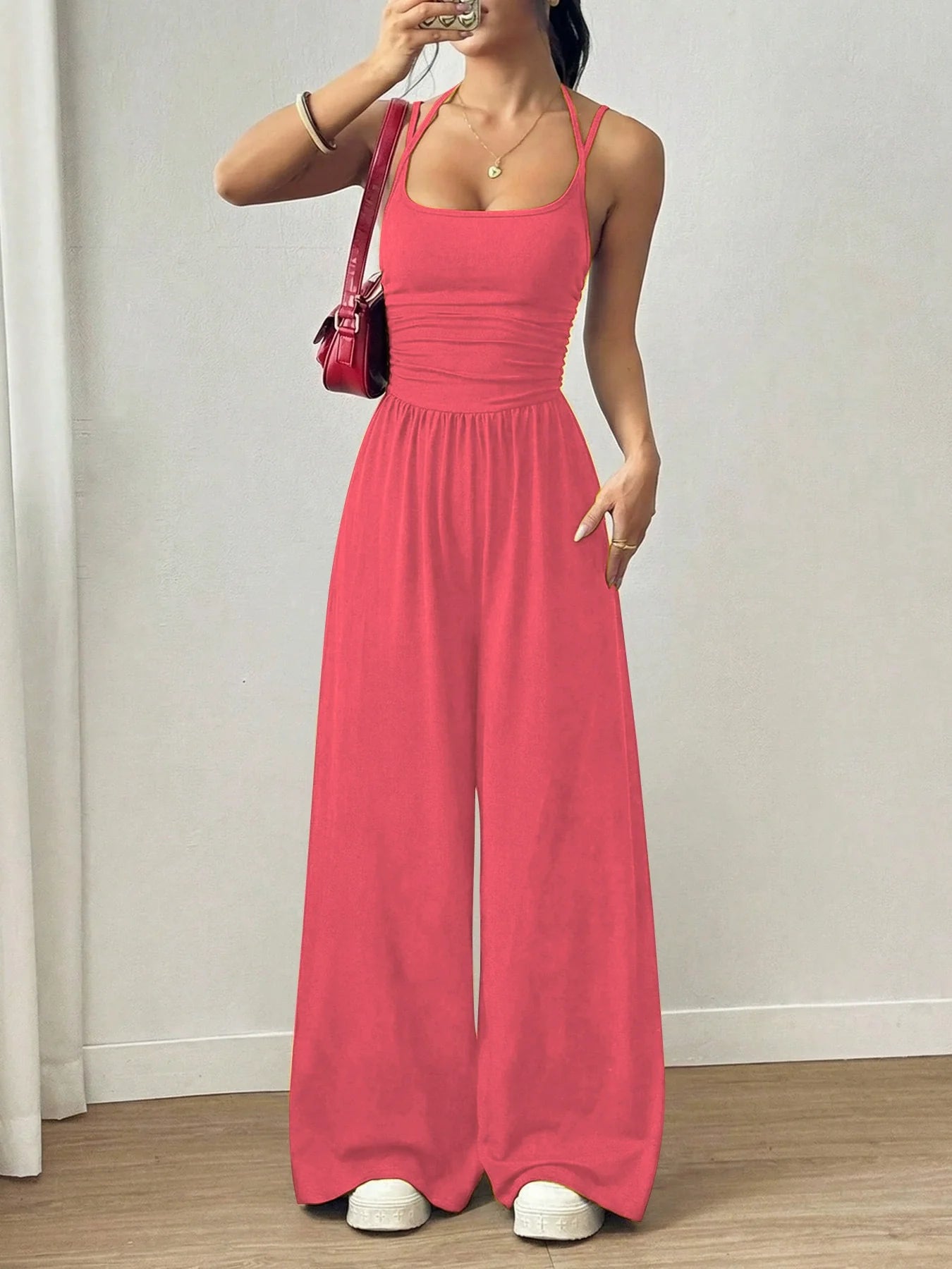 ☀️ Women's Summer Jumpsuit – Thin Straps, Fitted Waist