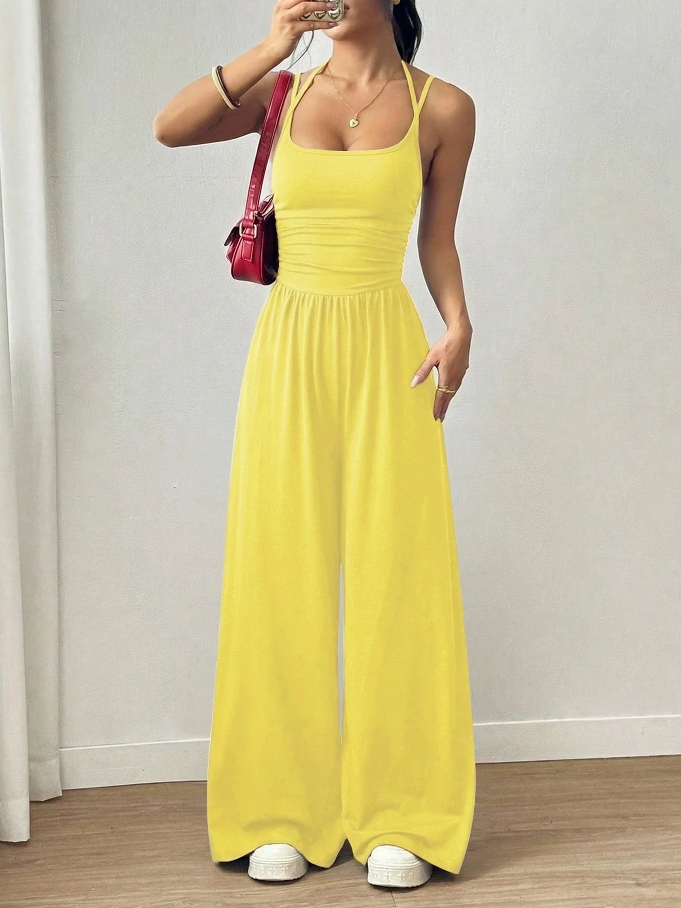 ☀️ Women's Summer Jumpsuit – Thin Straps, Fitted Waist