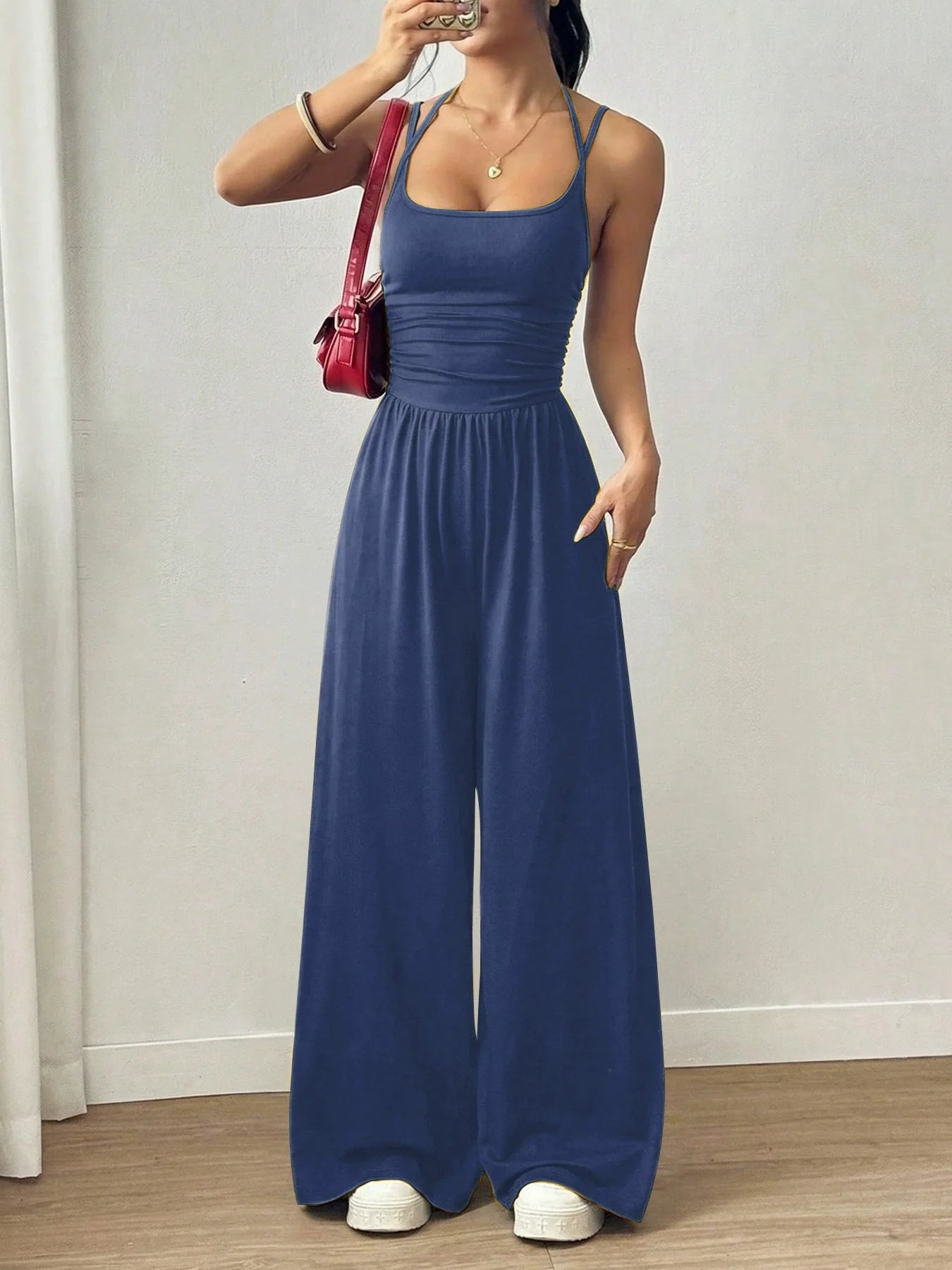 ☀️ Women's Summer Jumpsuit – Thin Straps, Fitted Waist
