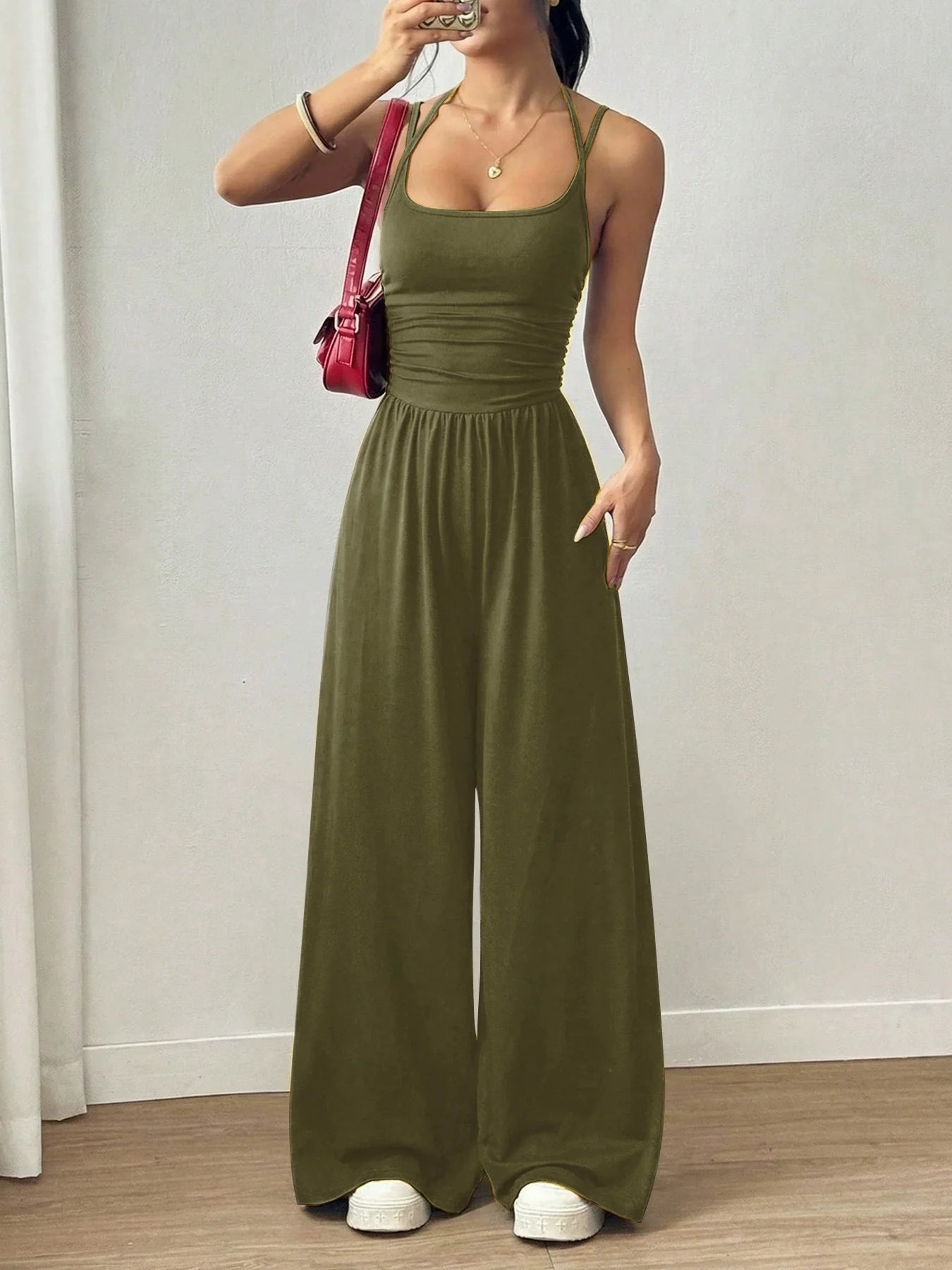 ☀️ Women's Summer Jumpsuit – Thin Straps, Fitted Waist